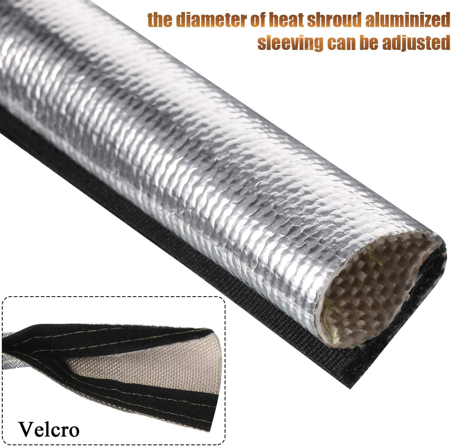 6.5 Feet Heat Shroud Aluminized Sleeving Heat Shield Protection Barrier Covers with 20 Pieces 0.5 Feet Stainless Steel Cable Metal Zip Ties 