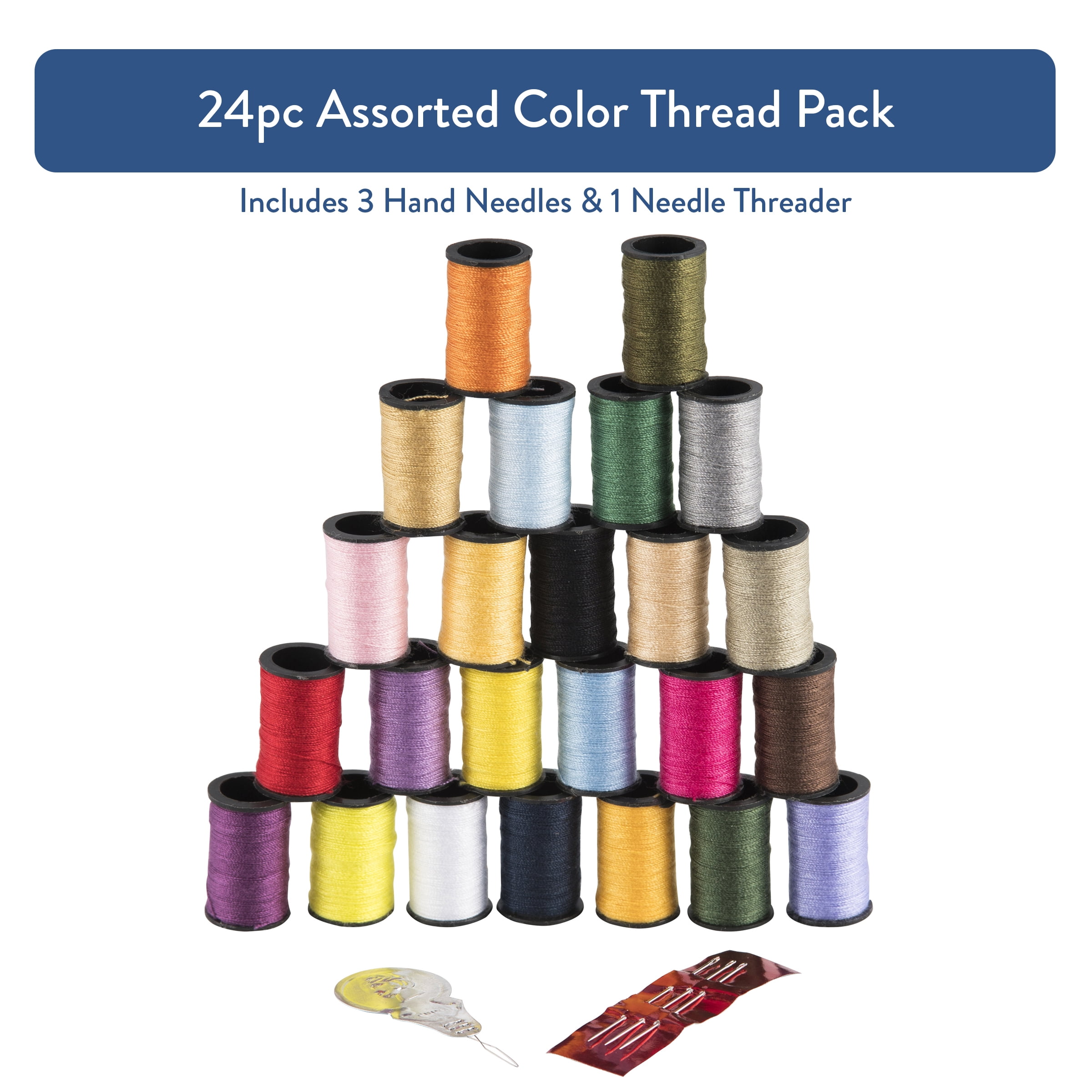 Hello Hobby Polyester Hand-Sewing Thread pack, 24 Assorted Colors, 10 Yards Each