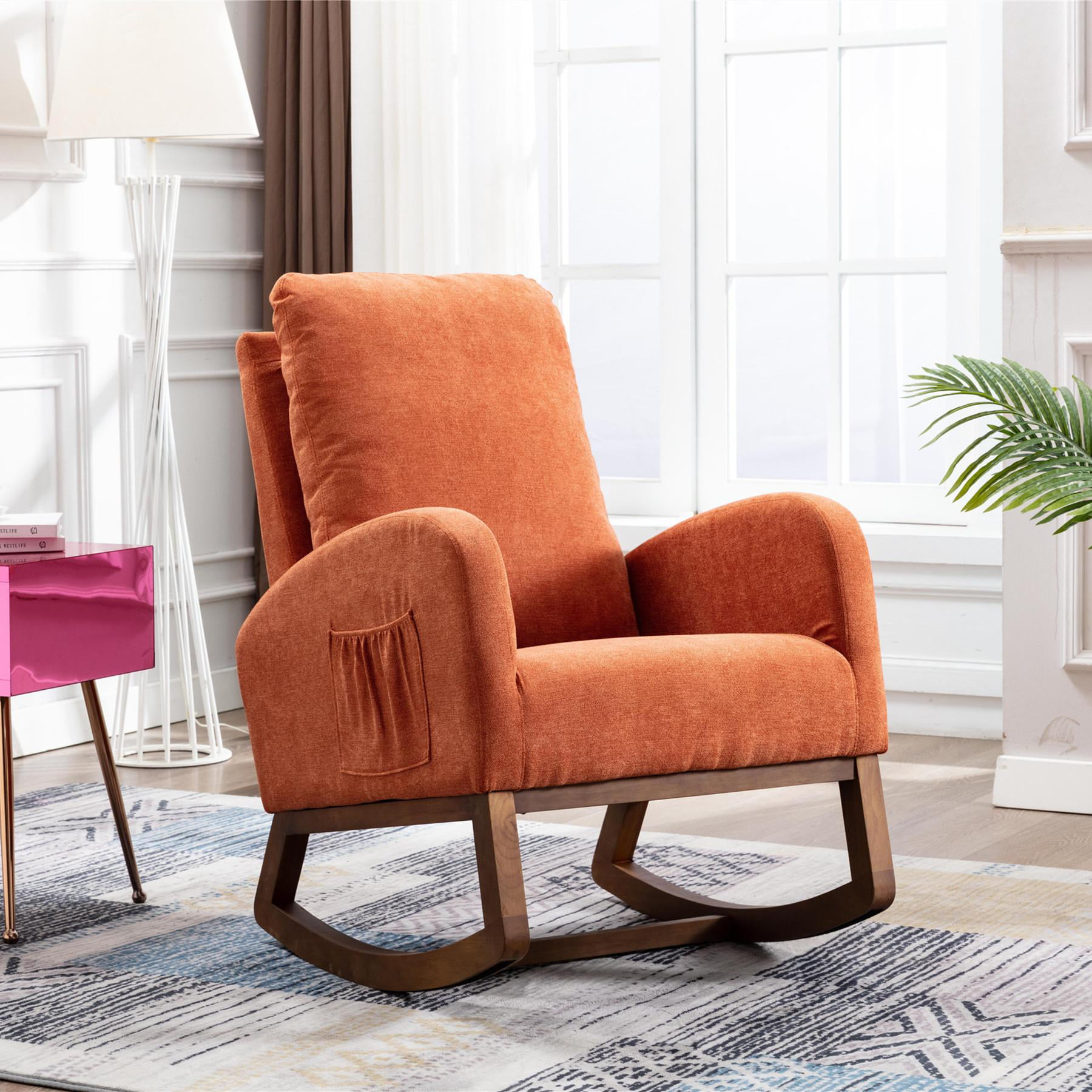 Patio Rocking Wingback Chair, Tufted Upholstered Velvet Recliner Sofa ...