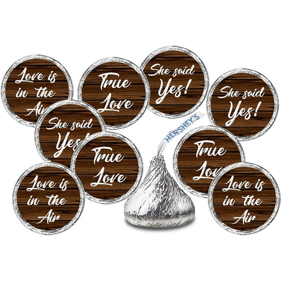 216 Rustic Theme Kisses Stickers for Bridal Shower, Wedding, Bachelorette Party, Bride to Be Hershey Kisses Stickers, Chocolate Drops Labels Stickers For Engagement Party, Party Favors