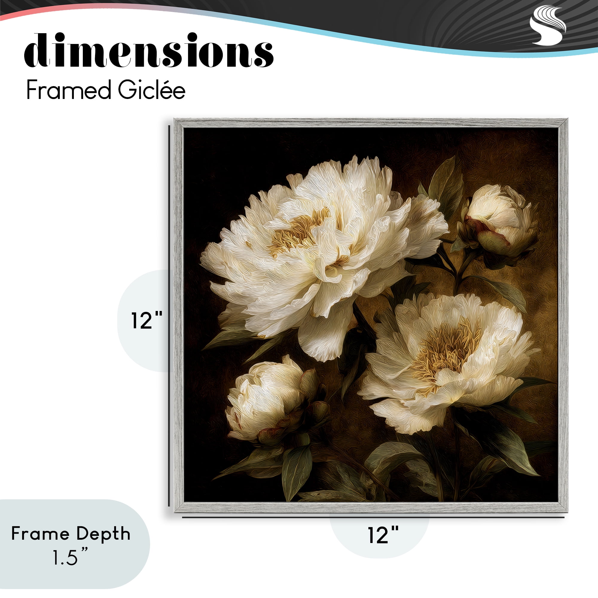 Stupell Industries Dreamy Vintage Peony Elegance Gray Framed Giclee Art, design by Petal Prints Design