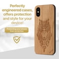 thumbnail image 2 of Case Yard Wooden Case Outside Soft TPU Silicone, Slim Fit Shockproof Wood Protective Phone Cover for Girls Boys Men and Women, Supports Wireless Charging Owl 4 Design case for iPhone-XS-Max, 2 of 7