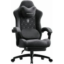 Dowinx Gaming Chair with Heated Massage Lumbar Support,Big and Tall Fabric Gaming Chairs for Adults with Footrest, Ergonomic Computer Game Chair with Poket Spring Cushions, 350lbs, Black