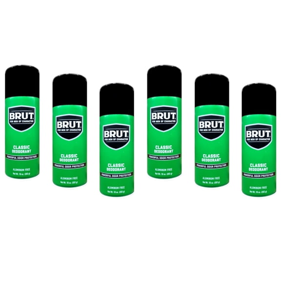 Brut Classic Deodorant Spray for Men, Aluminum Free, Powerful Odor Protection, 10 oz (Pack of 6)