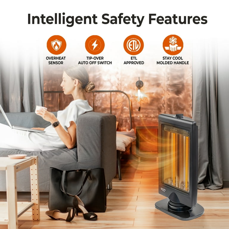 Comfort Zone Oscillating Portable Space Heater Flat Panel Halogen Infrared Electric Adjustable Tilt Overheat Sensor Stay Cool Tip Over Switch Ideal for Home 800W CZHTV9 Walmart