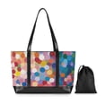 thumbnail image 7 of FORMRS Canvas Laptop Tote Bag for Women with 15.6" Computer Compartments Shoulder Handbag, Light Colorful Circles, 7 of 7