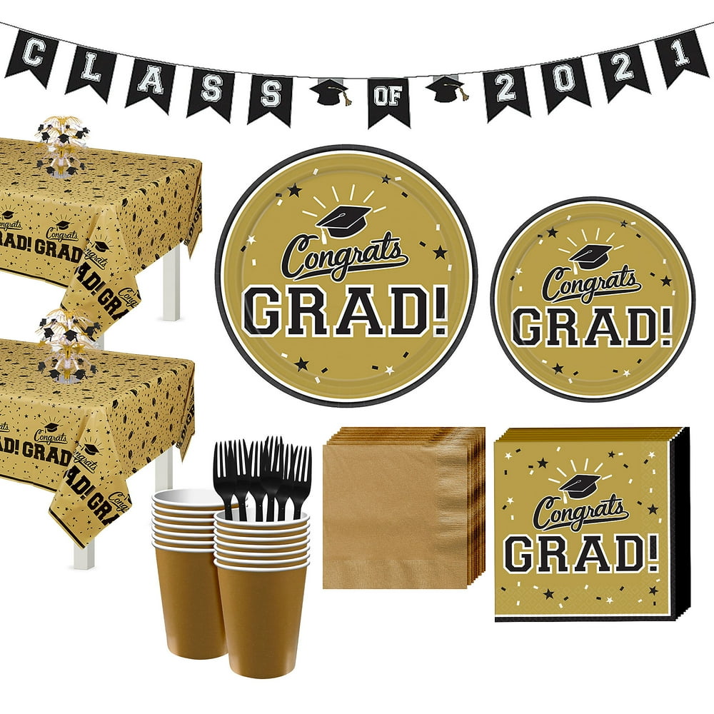 Party City Congrats Grad Graduation Party Kit for 36 Guests, Includes