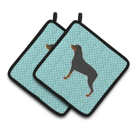 

Rottweiler Checkerboard Blue Pair of Pot Holders