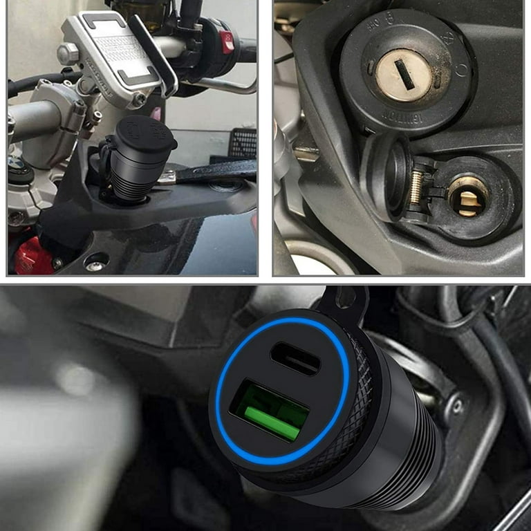  Motorcycle Power Adapter - Qidoe Waterproof Hella Din Plug to  USB Adapter with ON-Off Switch 30W USB C PD3.0 Din USB 18W QC3.0 Quick  Charge Aluminum Voltmeter Ducati Triumph Motorcycle Accessories 