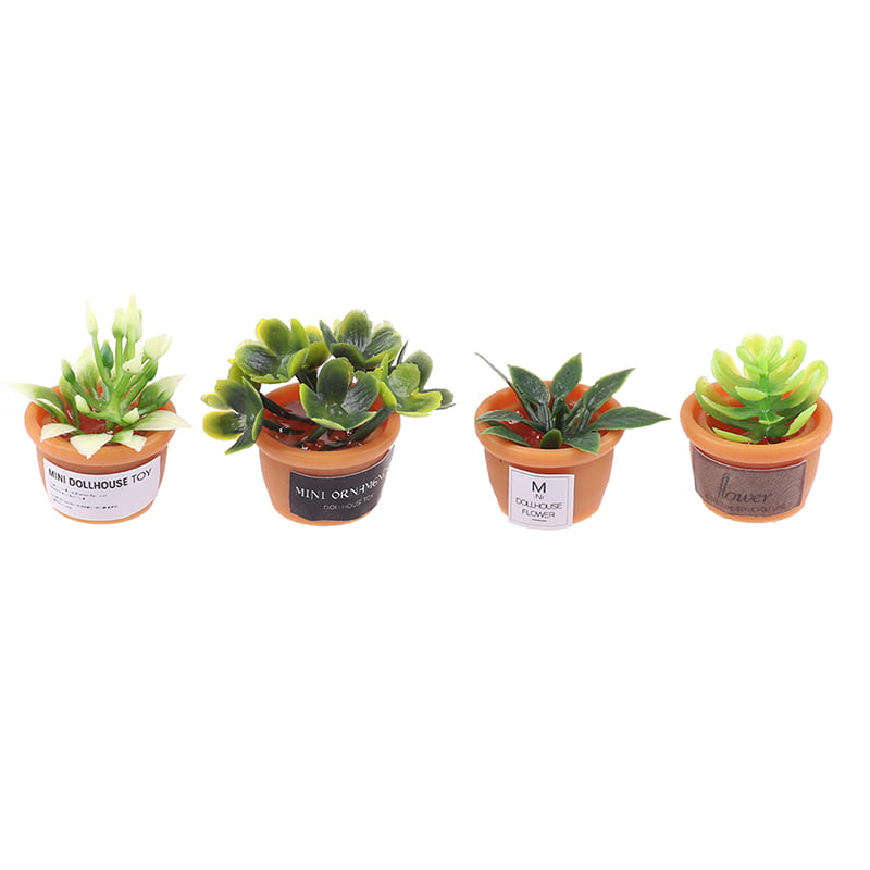 4Pcs Dollhouse Miniature Green Mini Potted For Green Plant In Po*AP 