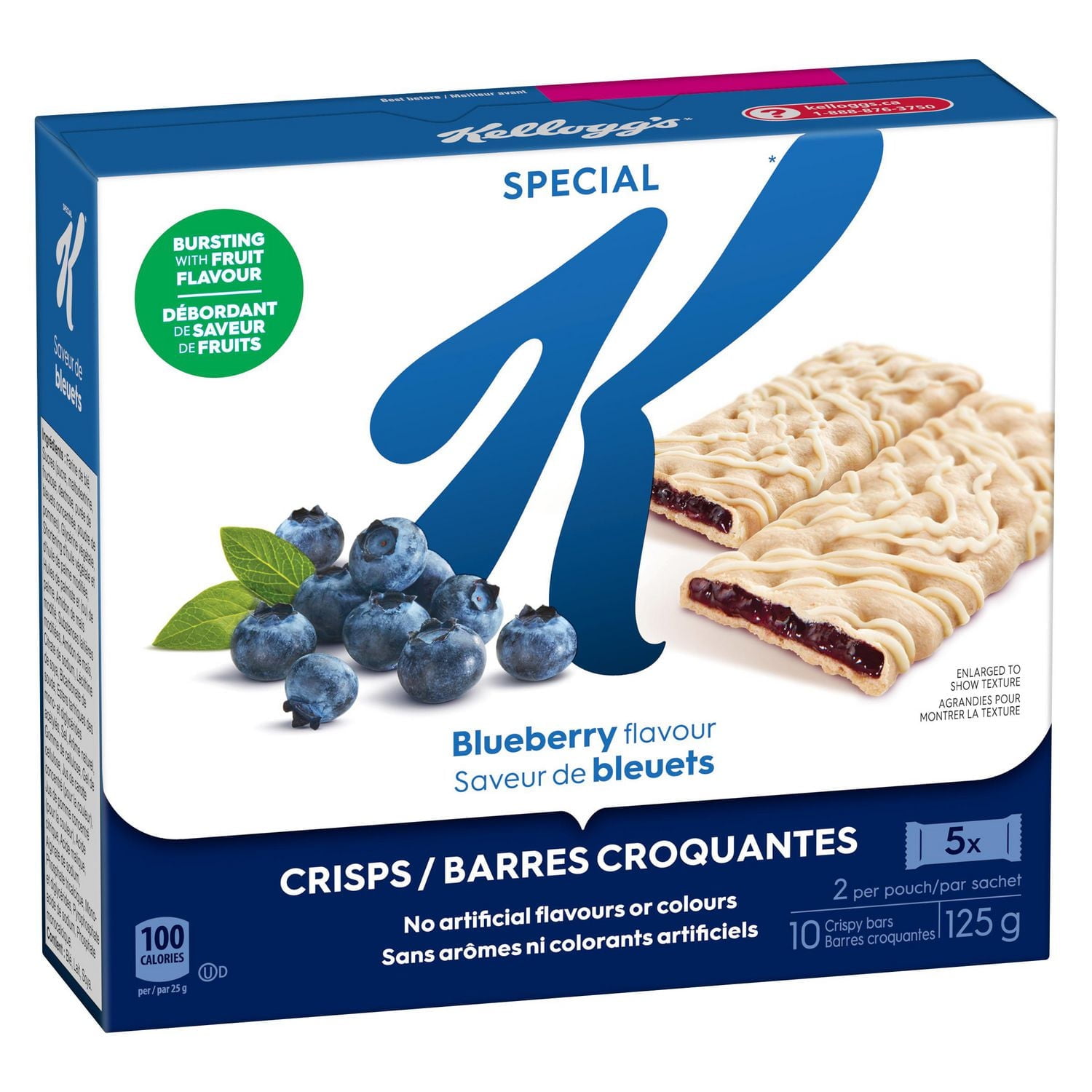 Kellogg's Special K Barres Croquantes Aux Fruits Saveur De Bleuets, 125 g, 10 Barres Croquantes, 2 Par Sachet 125 g, 10 barres