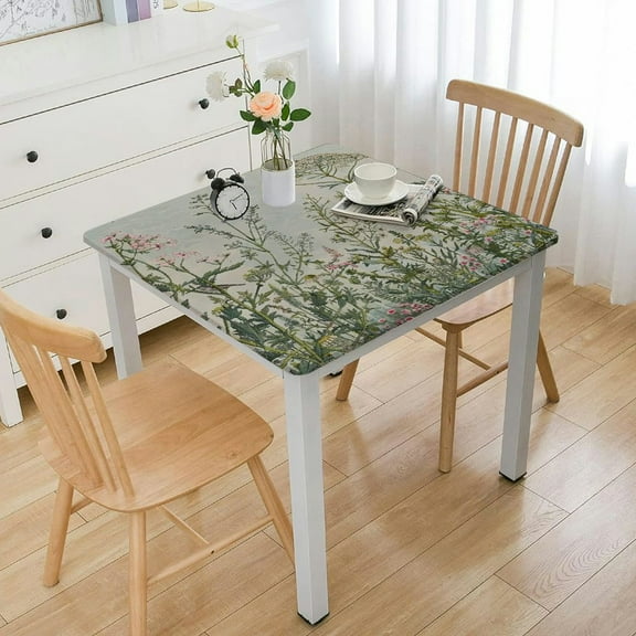 nygtbtfer 4 Pcs Herbs and Wild Flowers Plastic Tablecloth Rectangle Floral Rustic Farmhouse Washable Table Cover for Party Decor Dining Picnic Holiday,