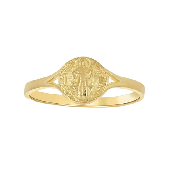 10kt 10k Yellow Gold Mens Saint St Benedict Religious Ring