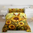 thumbnail image 2 of Homewish Abstrsct Chic Sunflower Queen Comforter Set,Rustic Flower Floral Bedding Sets,Yellow Flying Butterflues Bedding Comforter Set For Girl Teens,Super Cozy Room Decor Reversible,3 Pieces, 2 of 8