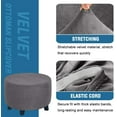 thumbnail image 3 of Round Ottoman Slipcover Ottoman Covers Slipcover Footstool Protector Covers Storage Stool Ottoman Covers Stretch with Elastic Bottom, Feature Real Velvet Plush Fabric (Large, Gray), 3 of 7