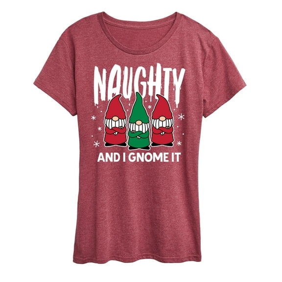 Instant Message - Naughty And I Gnome It - Women's Short Sleeve Graphic T-Shirt