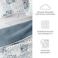 thumbnail image 5 of Noble Linens Dusk Blue 3 Piece Scrolled Patchwork Reversible Microfiber Quilt Set, Queen / Full, 5 of 7