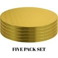 thumbnail image 3 of O’Creme Cake Board, Gold Foil Round Cake Circles with Gorgeous Design, Sturdy & Durable 1/2” Thick Cake Drums, Round Cake Boards with 14” Diameter, Pack of 5 Disposable Cake Drums, 3 of 4