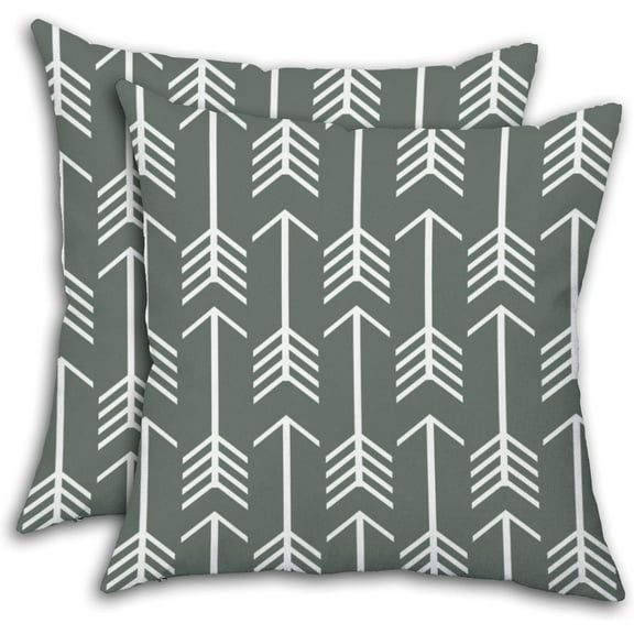 TAOSON Pack of 2,Grey/Gray and White Arrows Print Geometric Canvas Square Throw Cushion Cover Pillow Covers Cases for Couch Sofa Home Decor with Hidden Zipper Closure Only Cover 18 x 18 Inches