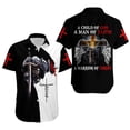 thumbnail image 3 of Camisetas americanas de una nación bajo Dios para hombre, camisetas hawaianas con botones de manga corta y estampado 3D de la bandera patriótica de Jesús, 3 of 5