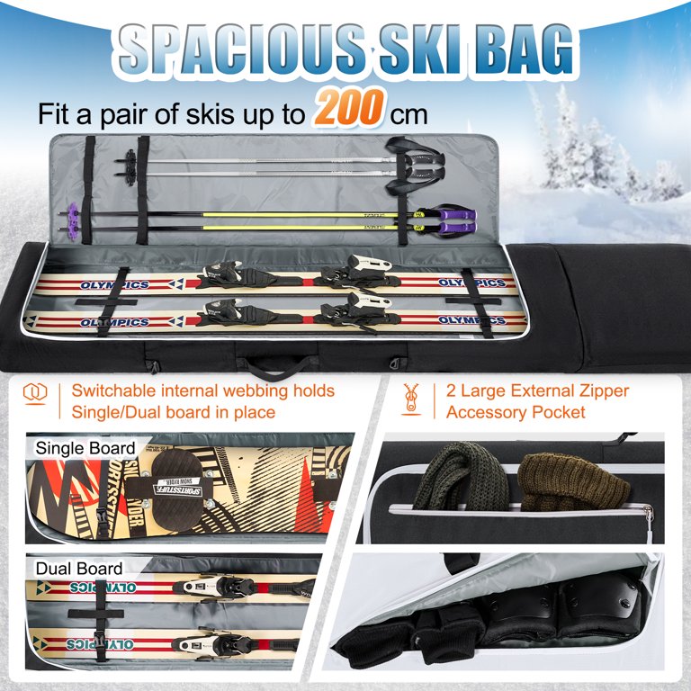Padded Ski Travel Bag Combo - Water-resistant Ski & Boot Bag For Air Travel