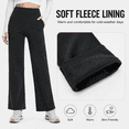 thumbnail image 4 of Feekit Women's Fleece Lined Wide Leg Yoga Pants, High Waisted Stretch Lounge Pants with 2 Deep Pockets, 4 of 8