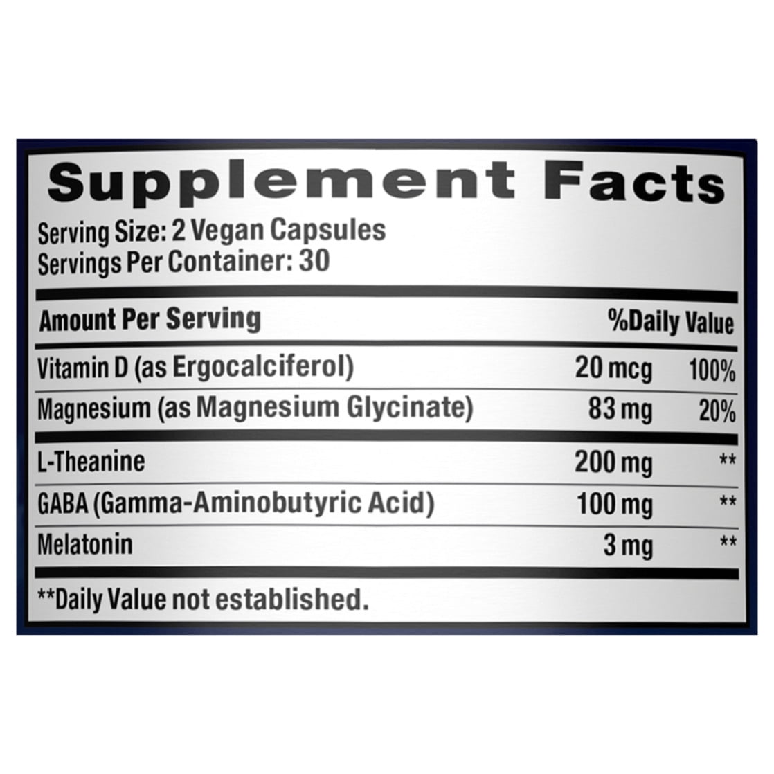 Nature's Vitality CALM Sleep Magnesium Glycinate 60 Vegan Capsules