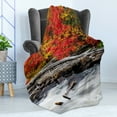 thumbnail image 4 of Driftwood Soft Flannel Fleece Throw Blanket, Raft of Driftwood Lies by Rushing Rocky Streamutumn Season Forest Digital Image, Cozy Plush for Indoor and Outdoor Use, 70" x 90", Red, by Ambesonne, 4 of 5