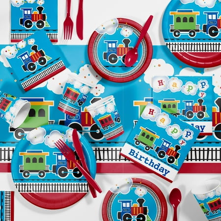 All Aboard Train Birthday Party Supplies Kit Walmart Com