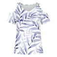 thumbnail image 3 of ALLLIST Purple Womens Tops Summer V-Neck Short Sleeve Graphic Hollow Cold Shoulder T-Shirts Spring Blouse M, 3 of 4
