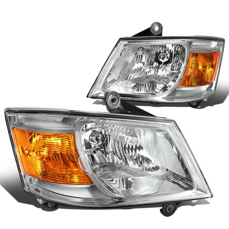 08 Dodge Grand Caravan - For 2008 to 2010 Dodge Grand Caravan Headlight Chrome Housing Amber Corner Headlamp 3.3L -4.0L 09 Left+Right