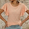 thumbnail image 3 of Women's Summer T Shirt With Floral Cutout And Ruffle Sleeves For Casual Wear Women's Long Sleeved Shirts Summer Shirts for Women T Shirts for Women Summer Technical Shirts Women Womens Shirts Extra, 3 of 8