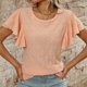 thumbnail image 3 of Camiseta de verano para mujer con corte floral y mangas con volantes: prenda informal y elegante para el día a día, tejido transpirable, lavable a máquina, 3 of 8