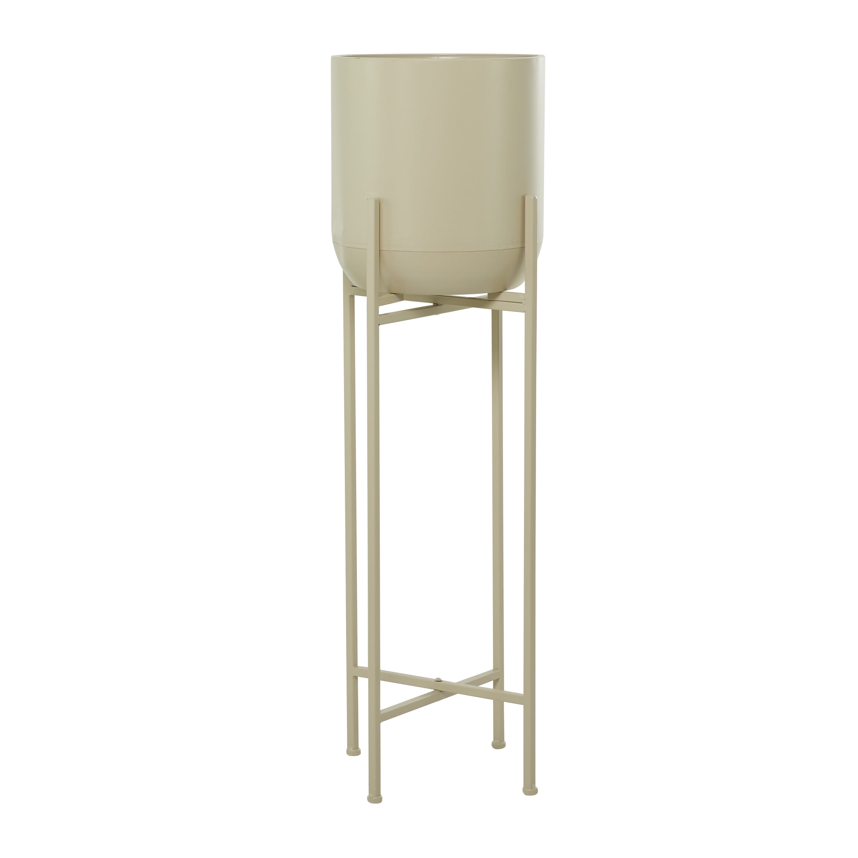 CosmoLiving by Cosmopolitan 13" x 42" Deep Recessed Dome Beige Metal Planter with Removable Stand
