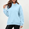 thumbnail image 3 of Horkkom Mock Neck Sweatshirt Solid Color Casual Long Sleeve Tops Oversized Pullover Fall Sweatshirt M, 3 of 6
