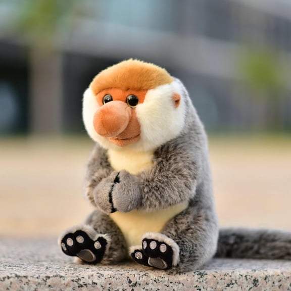 Simulated Long Nosed Monkey Plush Toy, Malaysian Monkey Stuffed Animal Plush Toy, The Hands Can Be Adsorbed Together