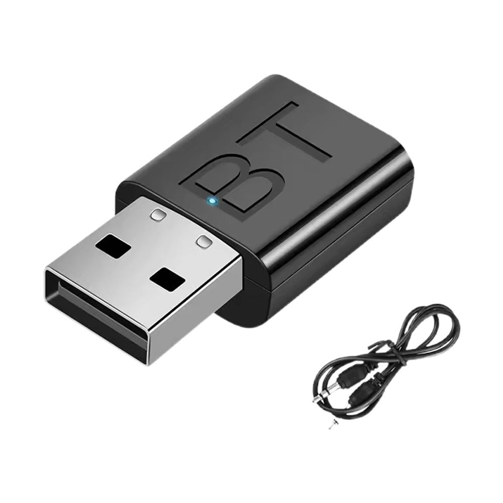 USB Bluetooth 5.0 Transmitter & Receiver, Mini Wireless Audio Adapter for Car Stereo, PC, TV, & Headphones, Portable A2DP AUX Bluetooth Converter, Dual Mode