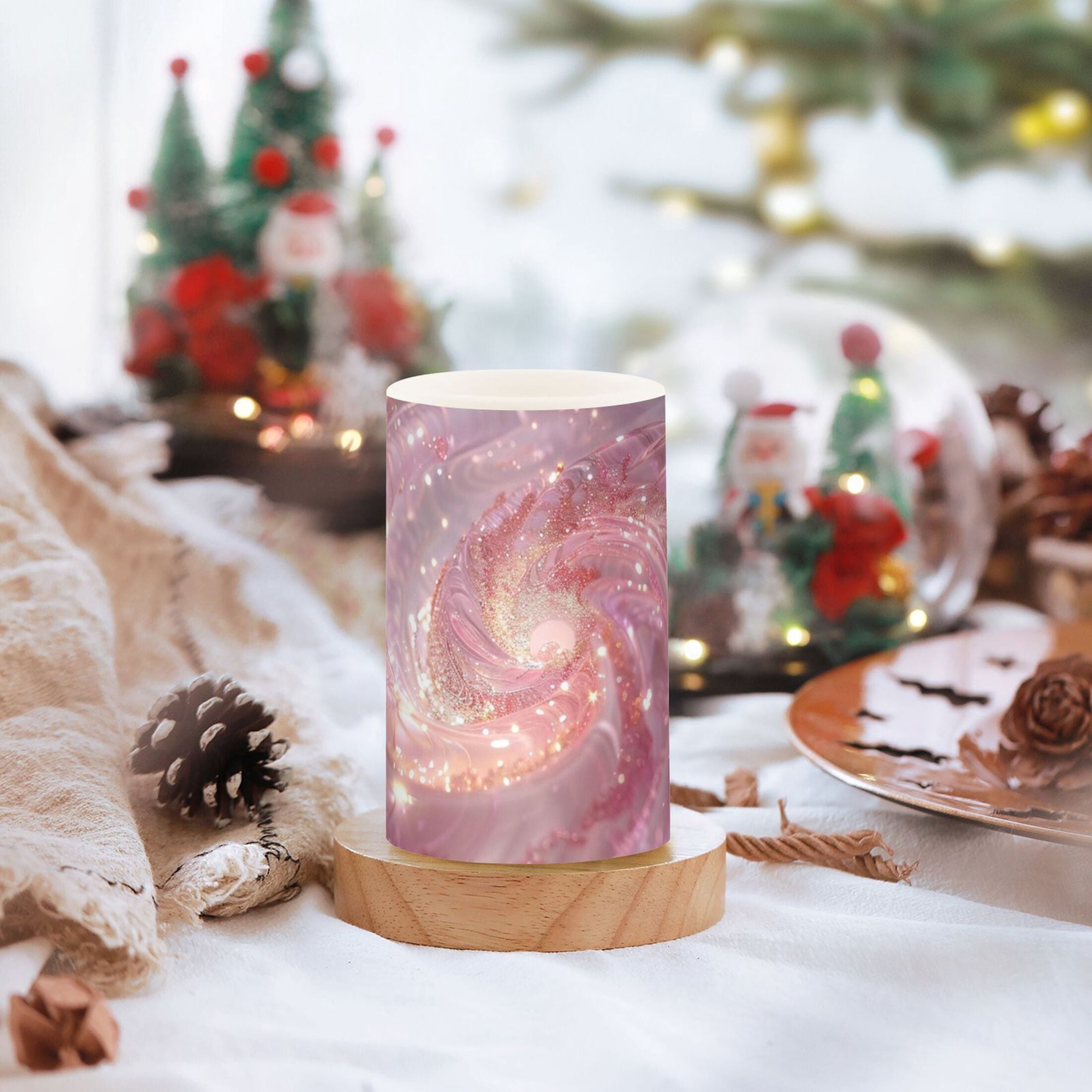 A Pink Spiral Flameless Candles&nbsp;LED Lights Battery Operated Candles with Remote and Timers Flicker Lights Votive Set of 2