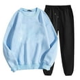 thumbnail image 2 of ClodeEU Women's 2 Piece Sportswear Set ,Round Neck Long Sleeve Sweatshirts and Cuffed Joggers Set Light Blue,Womens Plus XL, 2 of 5