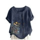thumbnail image 1 of Vestidos Casuales Para Mujer, Blusas De Mujer De Moda Blusa informal de lino con botones y manga corta estampada para mujer, 1 of 4