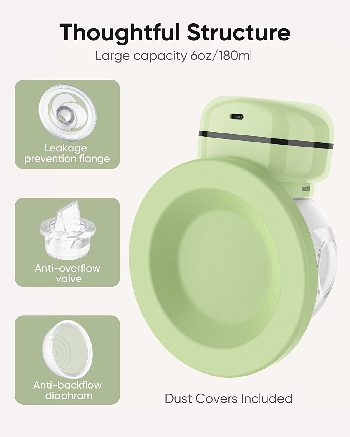 bonoch Electric Breast Pump Hands Free, Wearable Breast Pump Portable Hands Free with Dust Cover Rechargeable