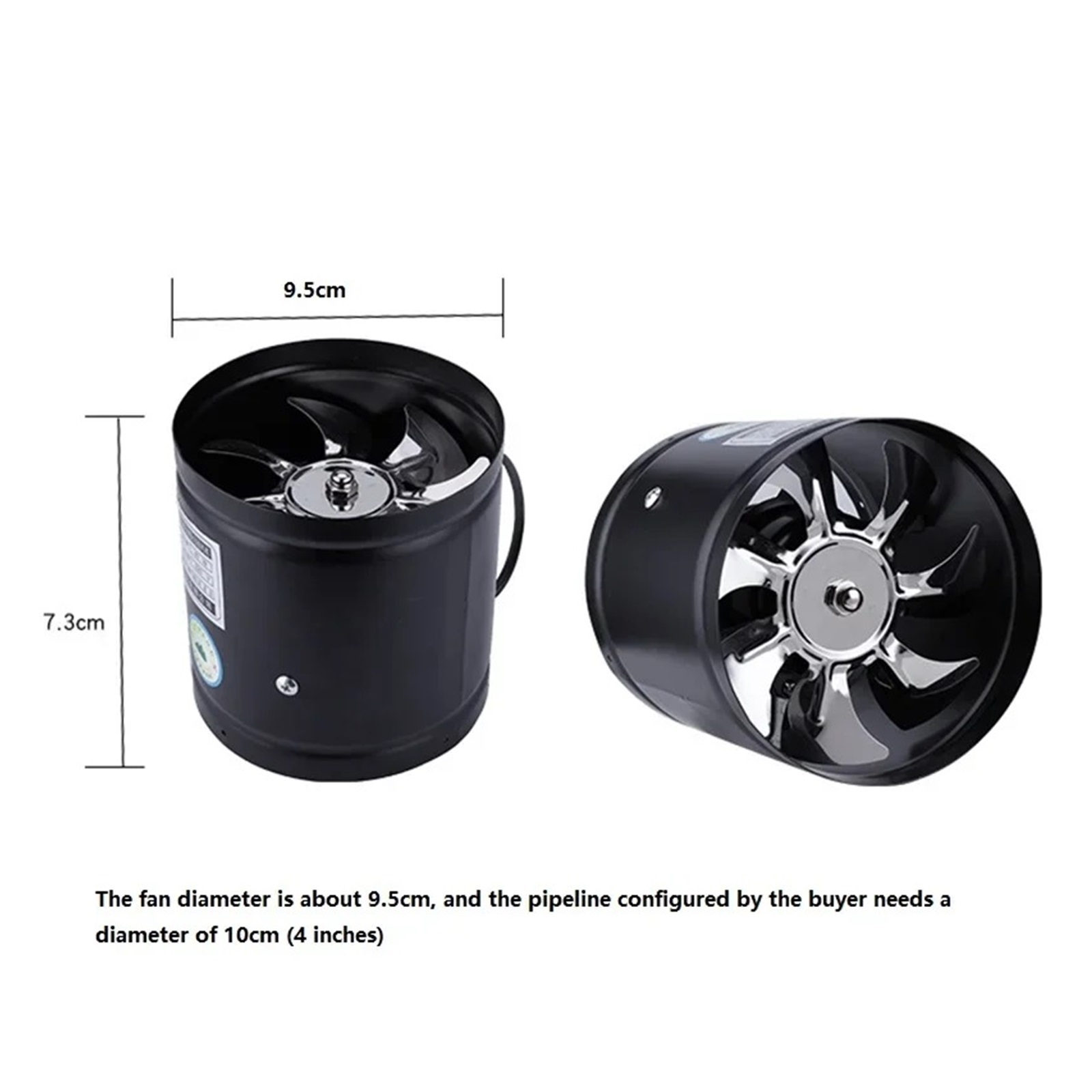 4 Inch Fan Air Ventilator For Home Kitchen Metal Pipe Ventilation Exhaust Fan Mini Extractor Bathroom Toilet Wall Fan Duct Fan