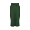 thumbnail image 5 of Tsesme Women’s Linen Capris Wide Leg Elastic Waist Drawstring Casual Pants Summer Lightweight Split Hem Capris Pants with Pockets ,Green-a,S, 5 of 8