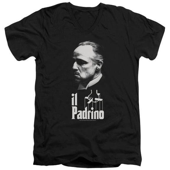 Godfather Il Padrino Adult V-Neck T-Shirt 30/1 T-Shirt Black