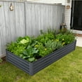 thumbnail image 4 of Heavy-Duty Galvanized Steel Raised Garden Bed Kit with Protective Cover – Sturdy Metal Planter Box for Vegetables, Flowers & Herbs – Open Base, Rustproof & Weather-Resistant – Grey & Dark Green, 4 of 8