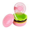 thumbnail image 3 of Mini ventilador con forma de hamburguesa, silencioso, elegante, recargable, divertido juguete para niños, velocidad ajustable Rosa, 3 of 9