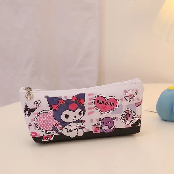 Sanrio-estuche de lápices de PU para mujer, monedero de moda para niños, bolso de lápices impermeable, bolsa de almacenamiento de papelería de Anime Kawaii, bolsos de mano