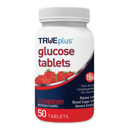 TRUEplus® Glucose Tablets, Strawberry Flavor - 50ct Bottle
