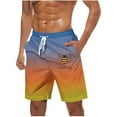 thumbnail image 2 of Sentmoon Mens Athletic Shorts Lightweight Summer Loose Elastic Waist Golf Shorts Drawstring Bee Print Gradient Color Pajama Shorts with Pockets 2025 Activewear for Sports Running Yellow XL, 2 of 5