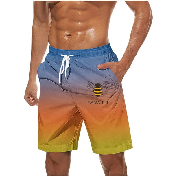 Pantalones Cortos Casuales para Hombre Imprimir con Bolsillos Pantalones de Playa de Cintura Elástica, Pantalones Cortos de Cintura Elástica para Hombre
